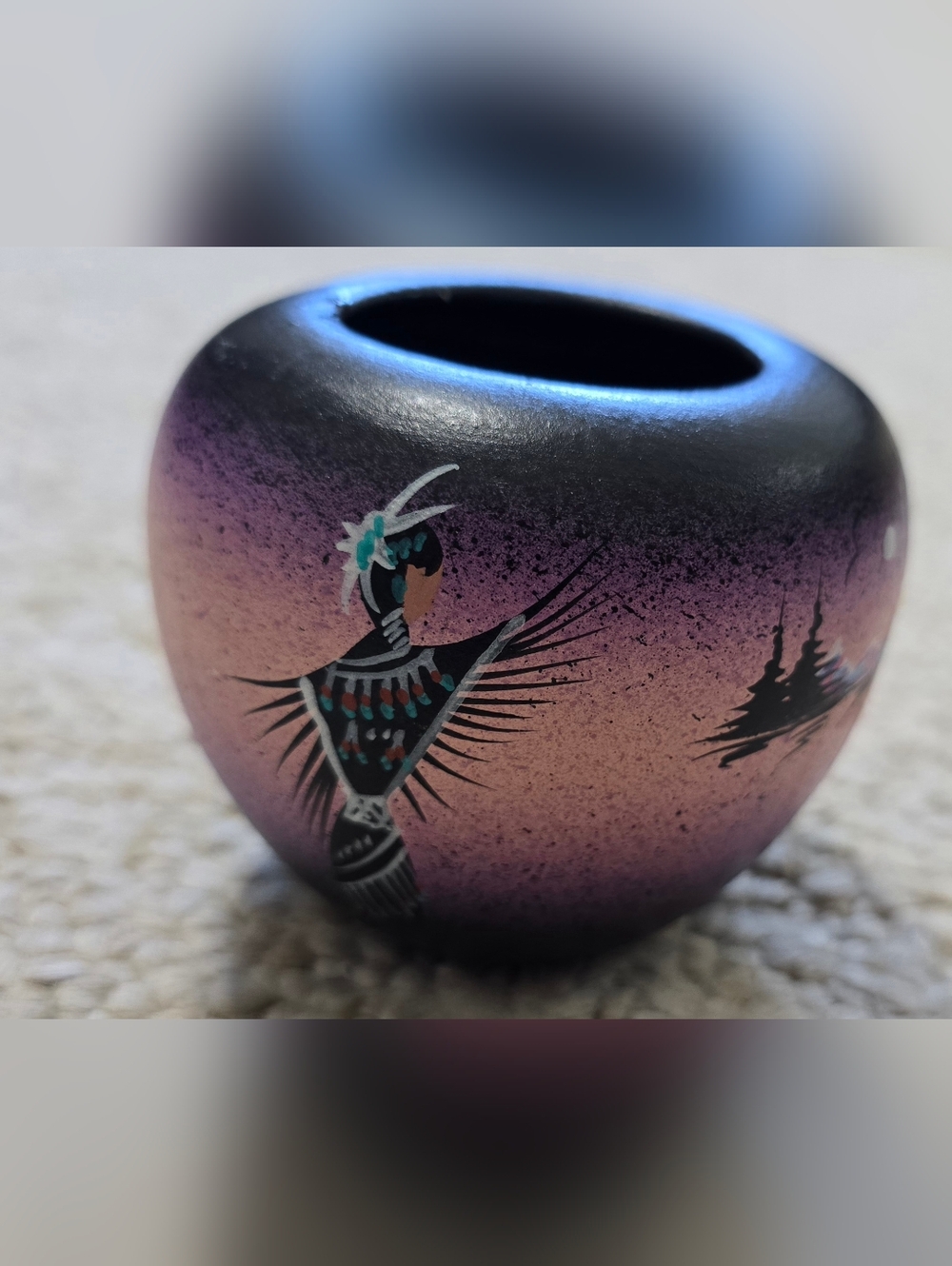 Mystic Maiden Cedar Mesa Ceramic Navajo Pottery Pot Vase Home Decor About 3"